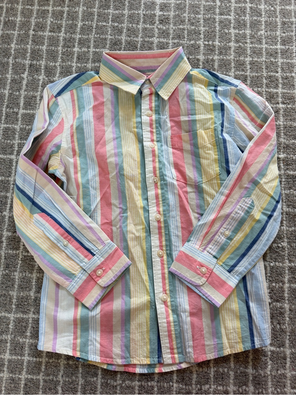 Men's Multi-Color Pastel Stripe Button-Down Shirt